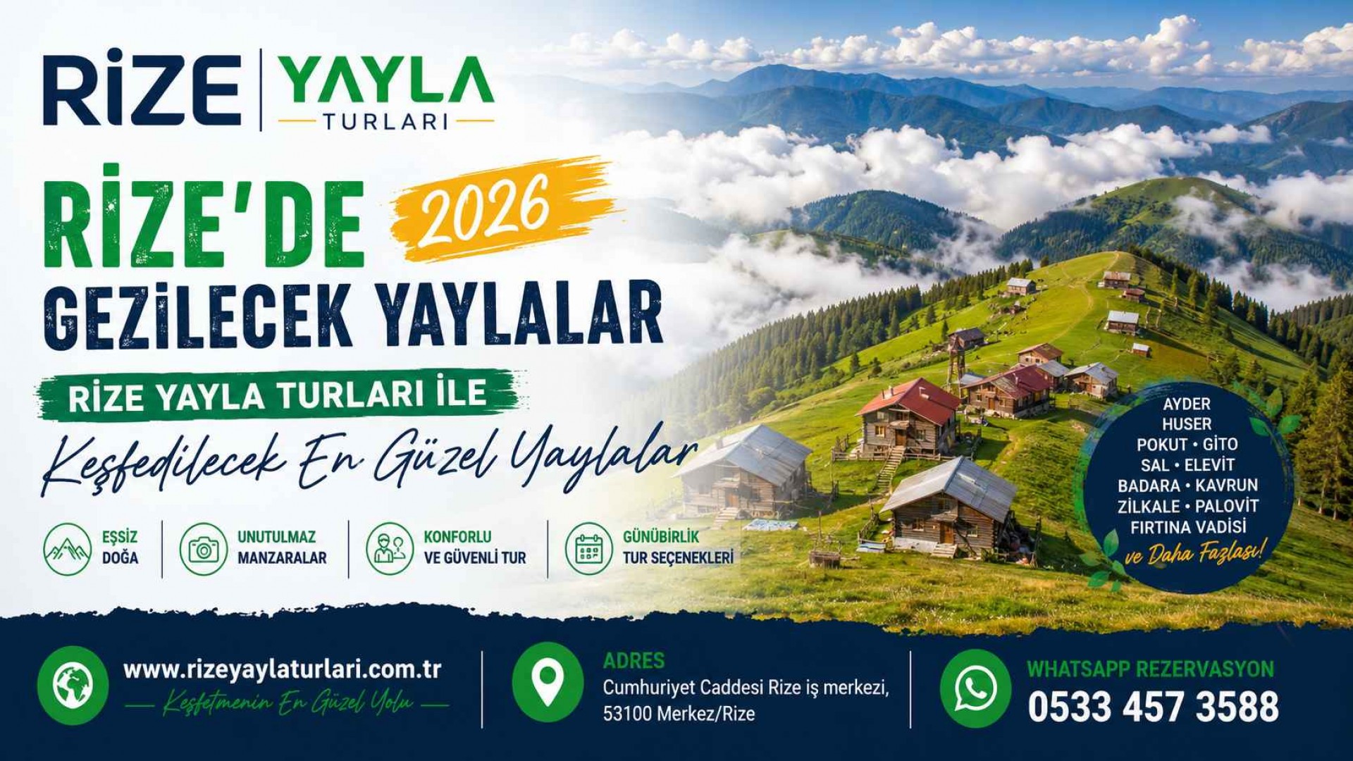 Rize'de Gezilecek Yaylalar 2026 | Rize Yayla Turları ile Keşfedilecek En Güzel Yaylalar