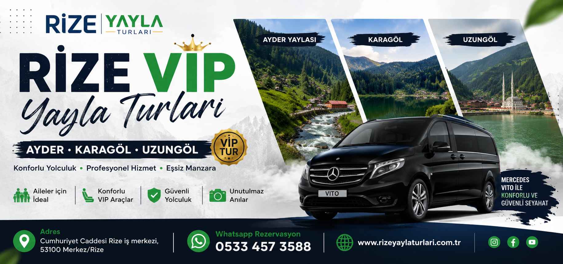 Rize VIP Yayla Turları – Mercedes Vito ile Ayder Karagöl ve Uzungöl VIP Turu